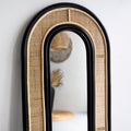 Arched Woven Mirror 700mm Wide in Black Stained Rattan