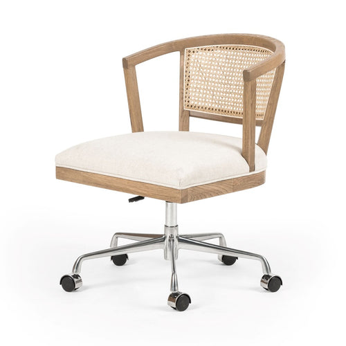 Cane Back Desk Chair in Honey Cane and Teak