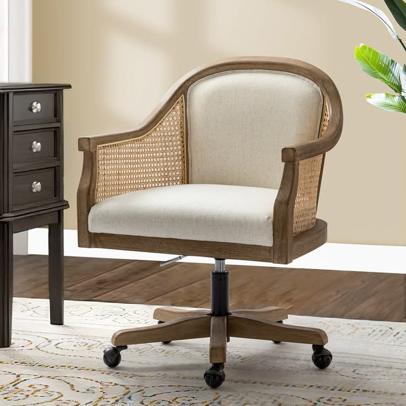 Cane Back Desk Chair in Natural Rattan