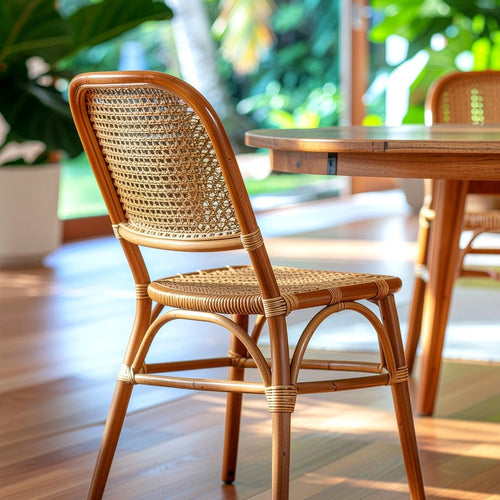 Cane Back Dining Chair in Honey Cane and Teak