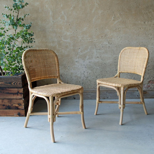 Cane Back Dining Chair in Natural Rattan