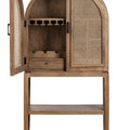 Cane Fronted Bar Cabinet with Fold Out Doors in Honey Cane and Teak