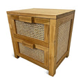 Cane Fronted Bedside Cabinet with a Door in Honey Cane and Teak