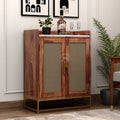 Cane Fronted Drinks Cabinet 900mm Wide in Honey Cane and Teak