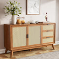 Cane Fronted Sideboard 1000mm Wide with Two Doors in Honey Cane and Teak