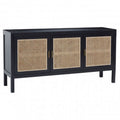 Cane Fronted Sideboard 1400mm Wide with Three Doors in Black Stained Rattan