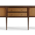 Cane Fronted Sideboard 1400mm Wide with Three Doors in Cane and Mahogany