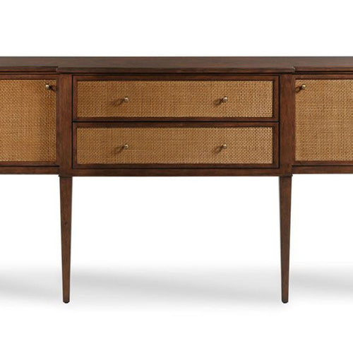 Cane Fronted Sideboard 1600mm Wide with Four Doors in Cane and Mahogany