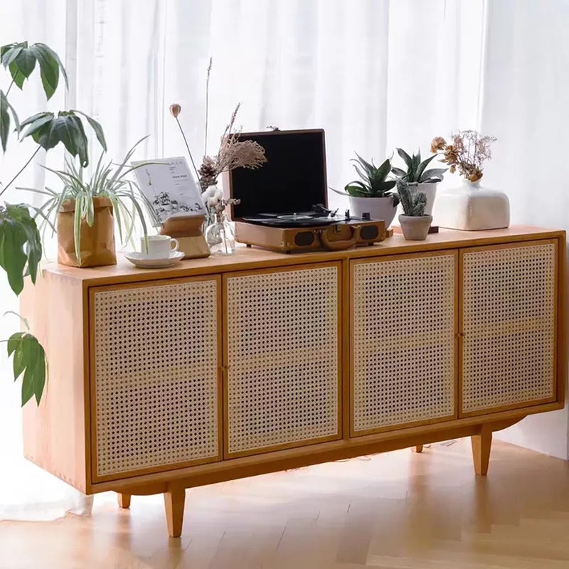 Cane Fronted Sideboard 1600mm Wide with Four Doors in Natural Rattan
