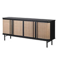 Cane Fronted Sideboard 1800mm Wide with Four Doors in Black Stained Rattan