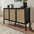 Cane Fronted Sideboard 1800mm Wide with Four Doors in Honey Cane and Teak