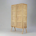 Cane Fronted Wardrobe 1200mm Wide with Two Doors in Honey Cane and Teak