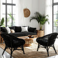 Coastal Living Room Package in Black Stained Rattan
