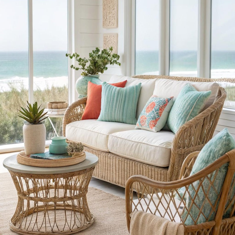 Coastal Living Room Package in Natural Rattan