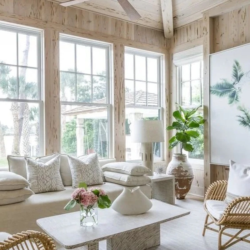 Coastal Living Room Package in Whitewashed Rattan