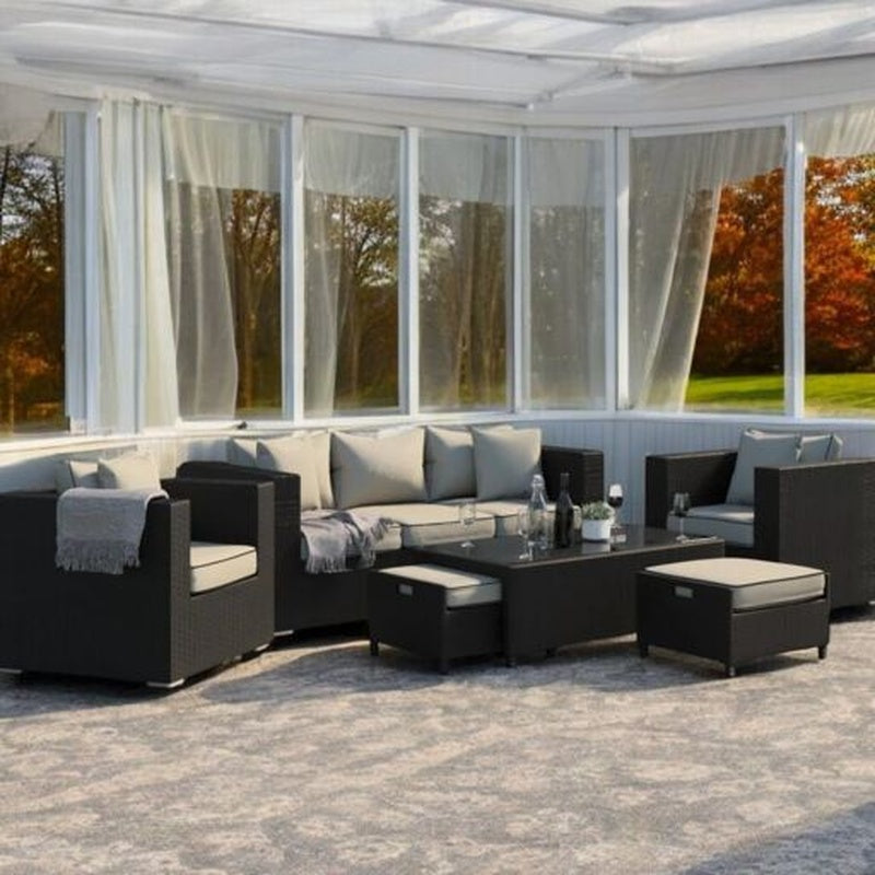 Conservatory Package in Black Stained Rattan