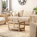 Conservatory Set Three Seat Sofa and Two Armchairs with a Coffee Table in Black Stained Rattan