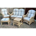 Conservatory Set Two Seat Sofa and One Armchair with a Side Table in Black Stained Rattan