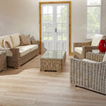 Conservatory Set Two Seat Sofa and One Armchair with a Side Table in Kubu Grey Rattan