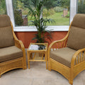 Conservatory Set Two Seat Sofa and One Armchair with a Side Table in Natural Rattan
