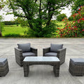Conservatory Set Two Seat Sofa and Two Armchairs with a Coffee Table in Kubu Grey Rattan