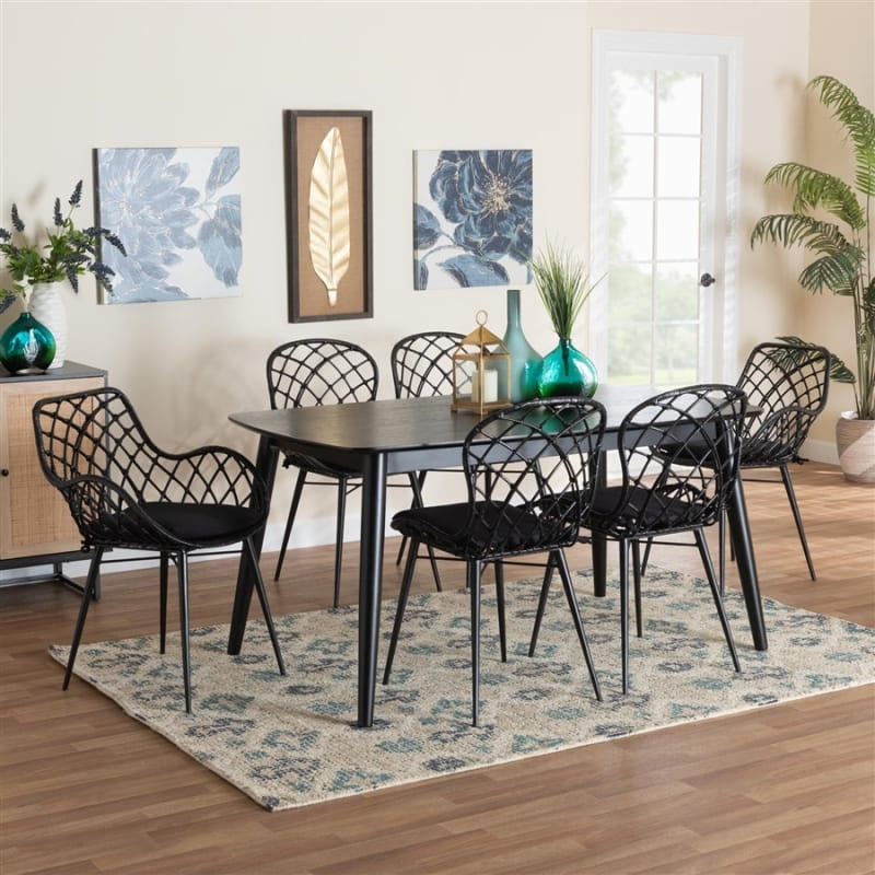 Dining Room Package in Black Stained Rattan