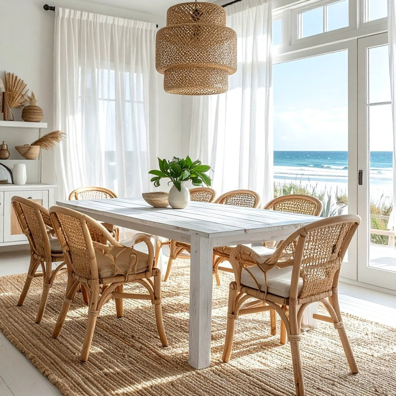 Dining Room Package in Whitewashed Rattan
