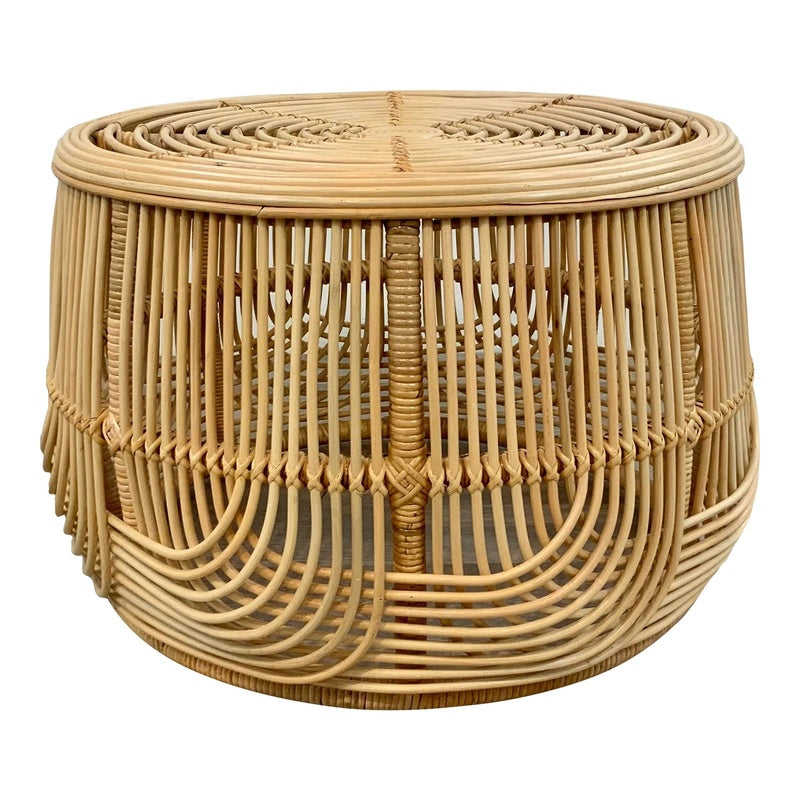 Drum Side Table 450mm in Natural Rattan