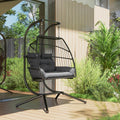 Hanging Egg Chair with a Freestanding Stand in Kubu Grey Rattan