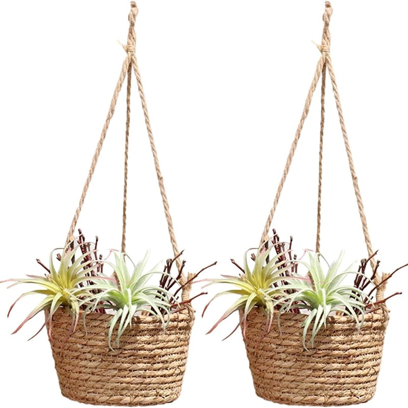 Hanging Planter in Woven Rattan in Seagrass