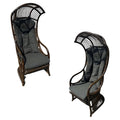 Hooded Orkney Style Chair in Rattan in Black Stained Rattan