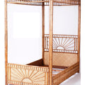 King Four Poster Bed with a Woven Canopy Frame in Natural Rattan
