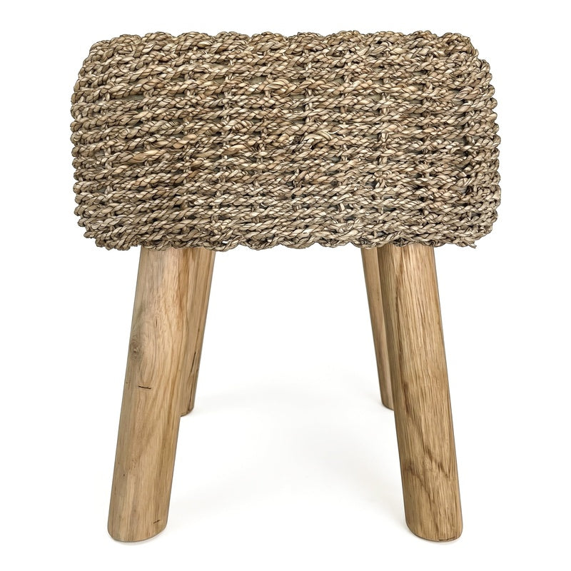 Low Woven Stool 450mm High in Seagrass