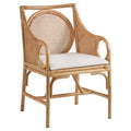 Open Weave Dining Chair with Arms in Natural Rattan