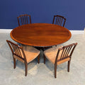 Oval Cane Topped Dining Table with Four Chairs in Cane and Mahogany