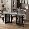 Rectangular Woven Base Dining Table with Four Chairs in Black Stained Rattan