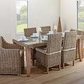 Rectangular Woven Base Dining Table with Four Chairs in Kubu Grey Rattan