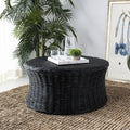 Round Woven Coffee Table 700mm in Black Stained Rattan