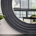 Round Woven Mirror 1000mm in Black Stained Rattan