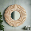 Round Woven Mirror 1000mm in Natural Rattan