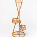 Set of Three Plant Stands at Different Heights in Natural Rattan