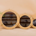 Set of Three Round Woven Mirrors in Black Stained Rattan