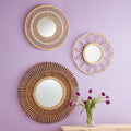Set of Three Round Woven Mirrors in Natural Rattan