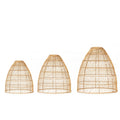 Set of Three Woven Pendant Shades in Natural Rattan