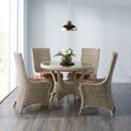 Small Round Bistro Dining Table with Four Chairs in Cane and Mahogany