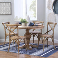Small Round Bistro Dining Table with Four Chairs in Honey Cane and Teak