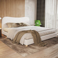 Super King Curved Woven Headboard and Footboard Bed in Natural Rattan