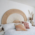 Super King Curved Woven Headboard and Footboard Bed in Whitewashed Rattan