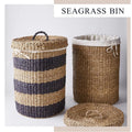 Tall Woven Laundry Basket with a Lid in Seagrass