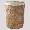 Tall Woven Laundry Basket with a Lid in Water Hyacinth